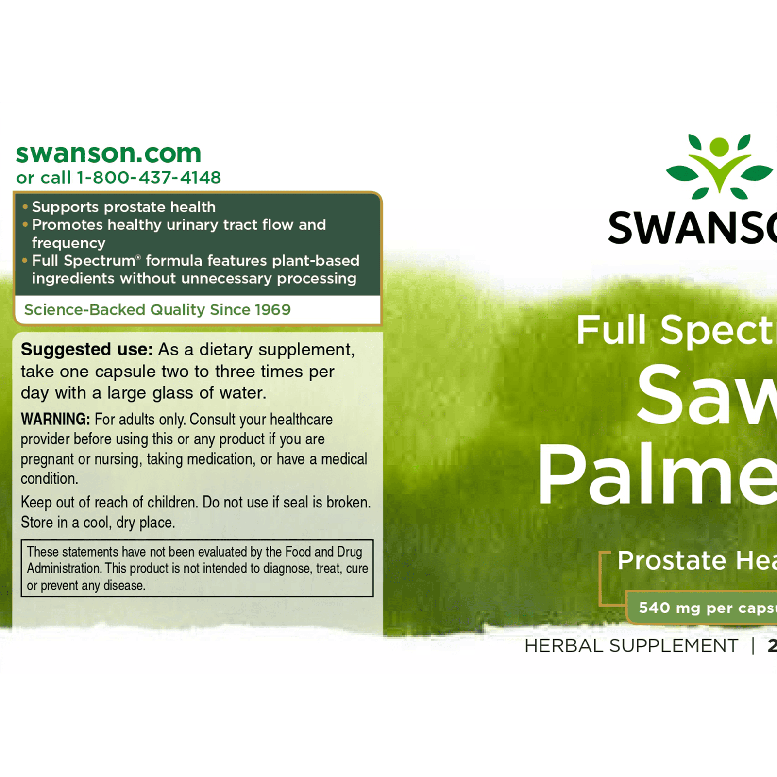 フルスペクトラム ノコギリヤシ(ソーパルメット) 540mg 250カプセル