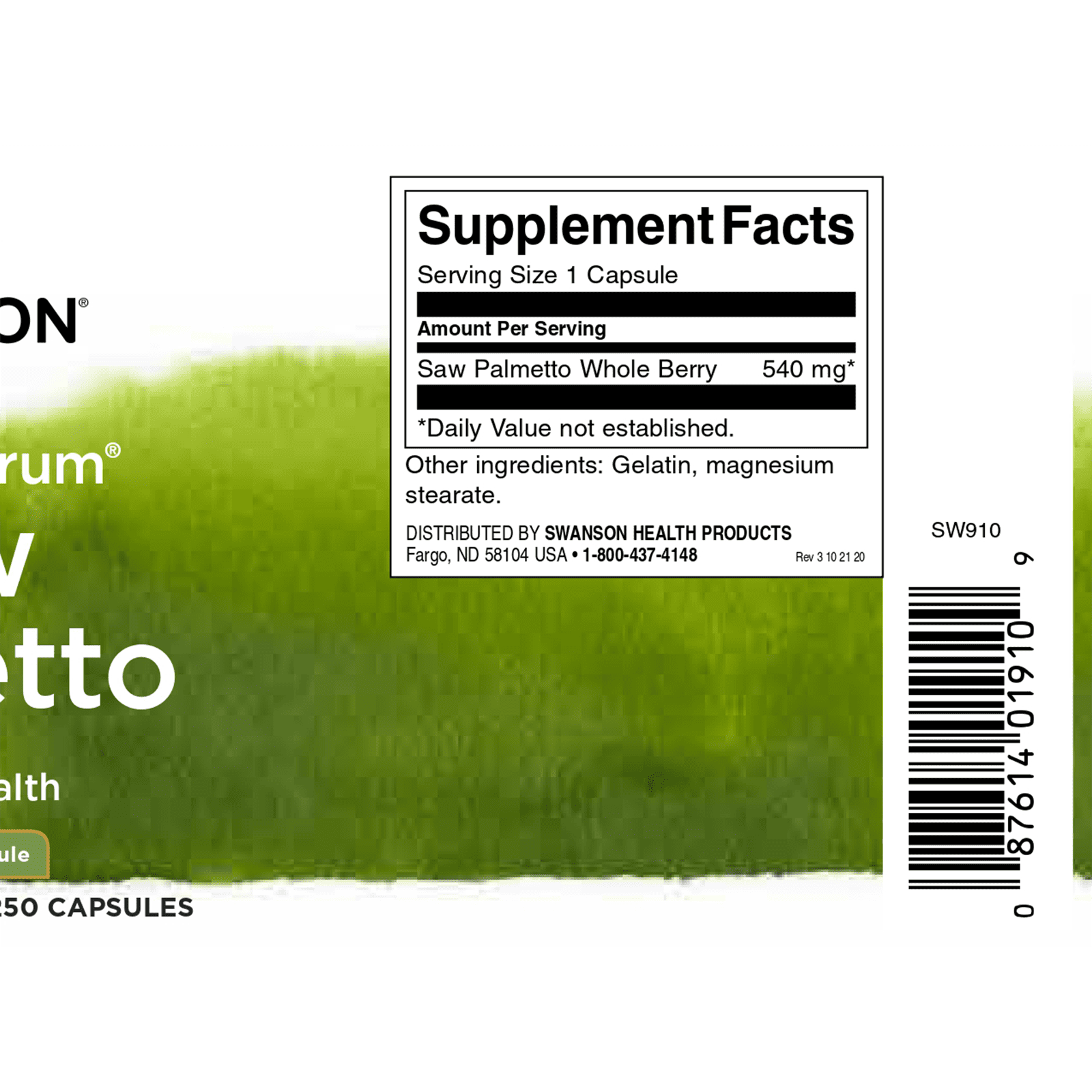 フルスペクトラム ノコギリヤシ(ソーパルメット) 540mg 250カプセル