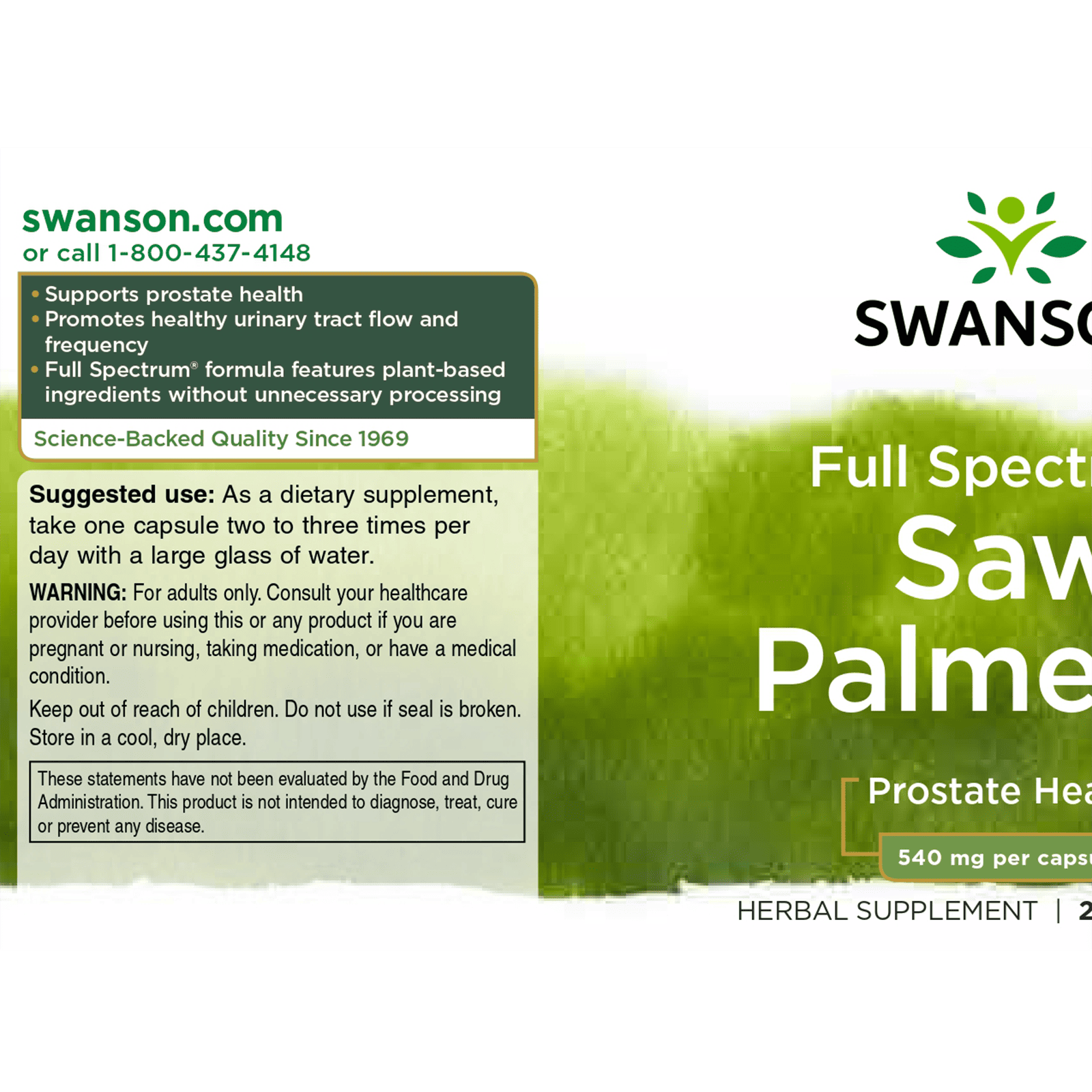 フルスペクトラム ノコギリヤシ(ソーパルメット) 540mg 100カプセル