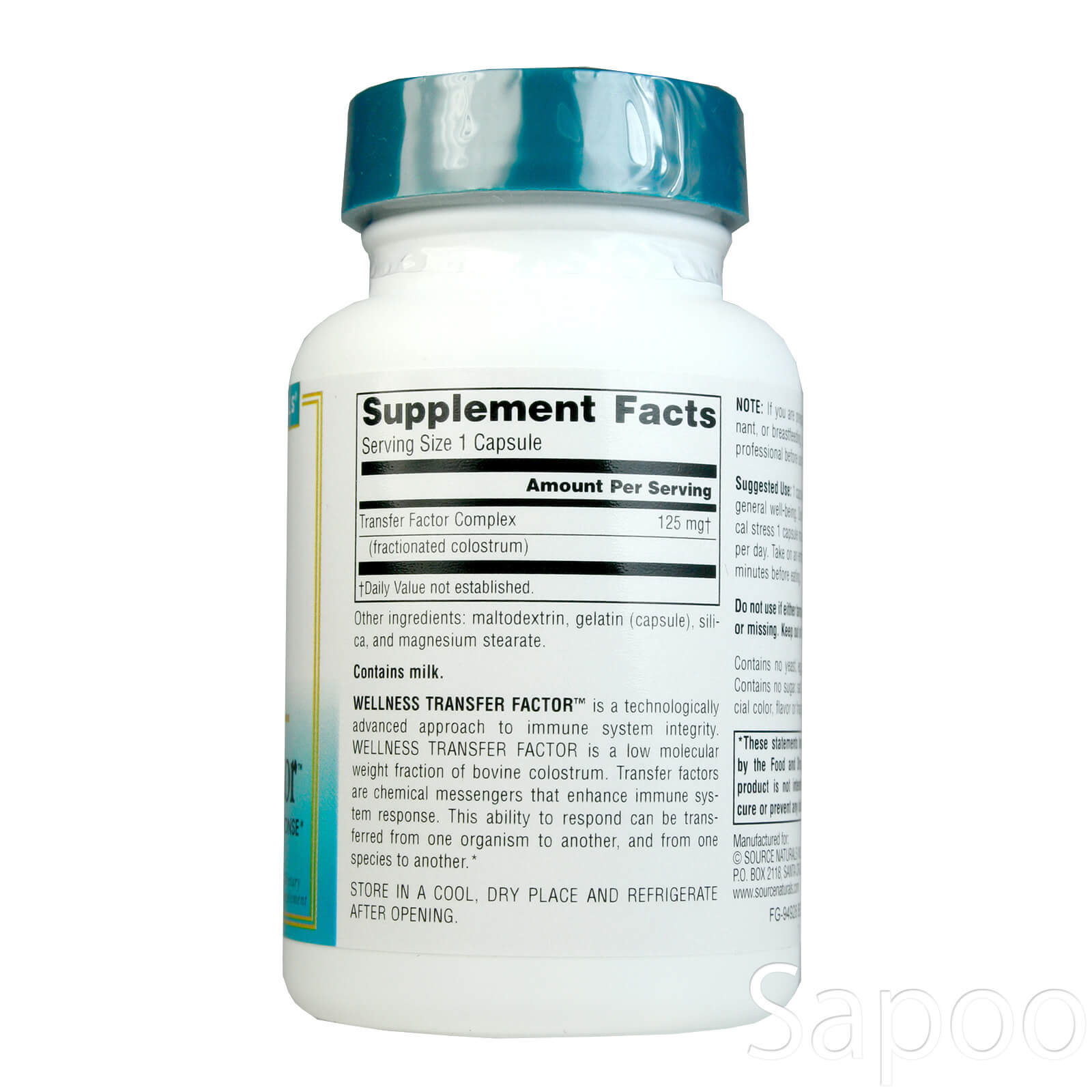 ウェルネストランスファーファクター 125mg 60カプセル